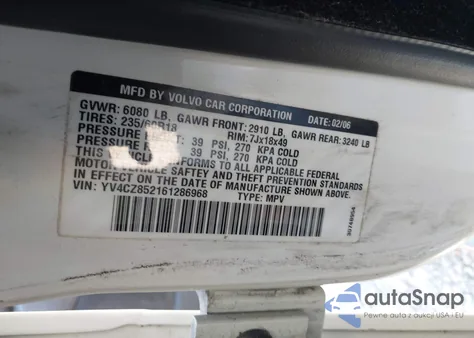 2006 Volvo Xc90 V8/Volvo Ocean Race Edition z USA, uszkodzony, nr VIN YV4CZ852161286968